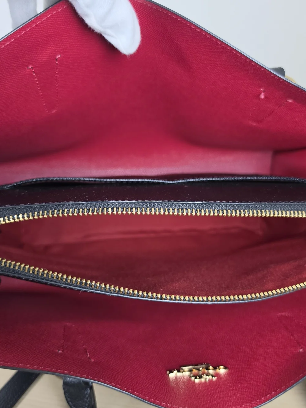 Coach Tatum Carryall Black Pebble Leather Tote Bag Crossbody Red Lining C4078